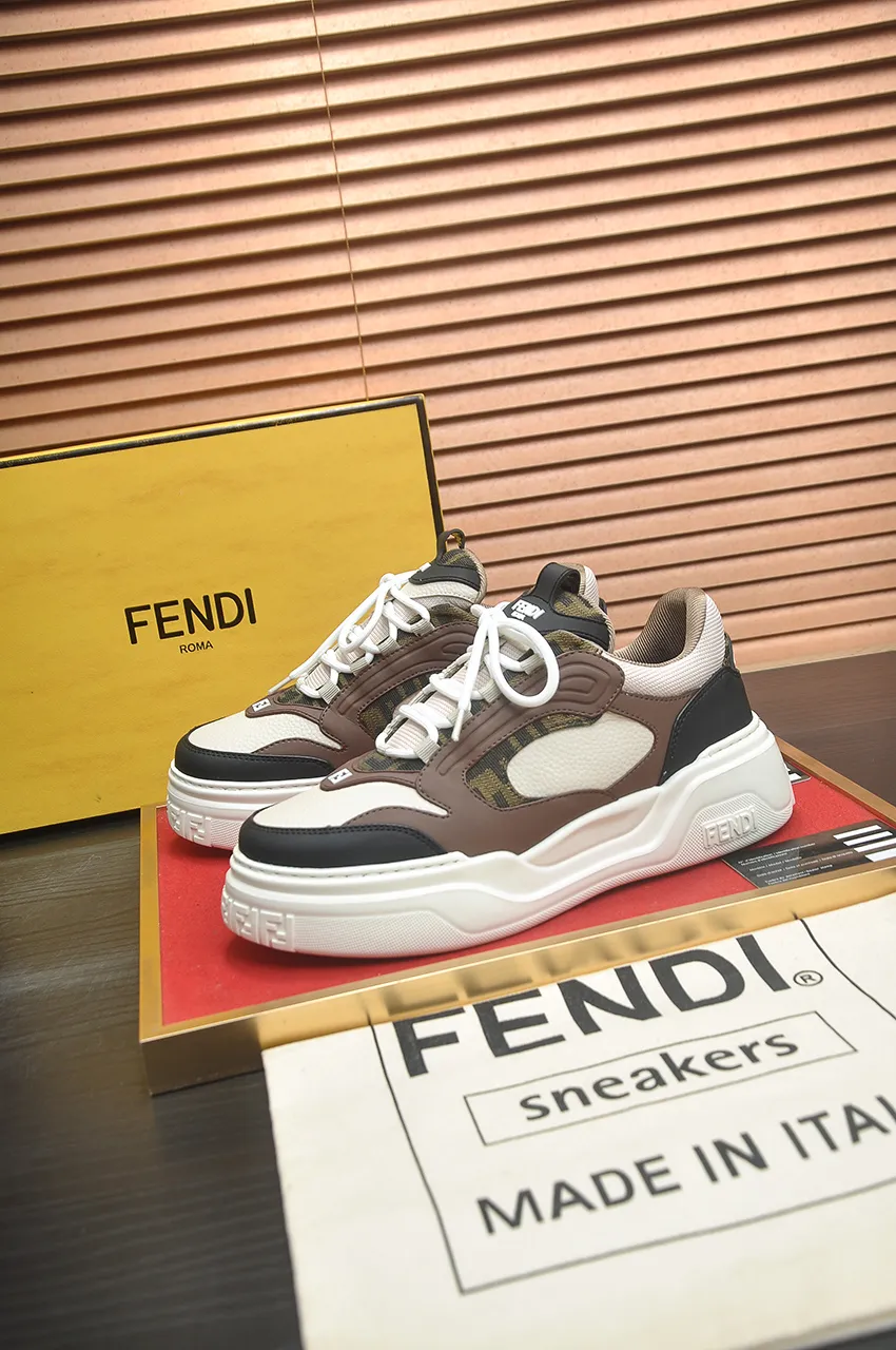 Men's shoes 💰600💶 [Fendi] The latest casual sports shoes 🔥 Many 💑 stars have the same style FD match. The original version is a one-to-one replica. Designer Kim Jones's first fendi match and Donkey brand Trainer basketball sneakers. Material: Original silk mesh. Lining: Breathable mesh. Packaging: Original 1:1 matching high-end packaging. Size: 38-45 (45 is custom-made and cannot be returned or exchanged)